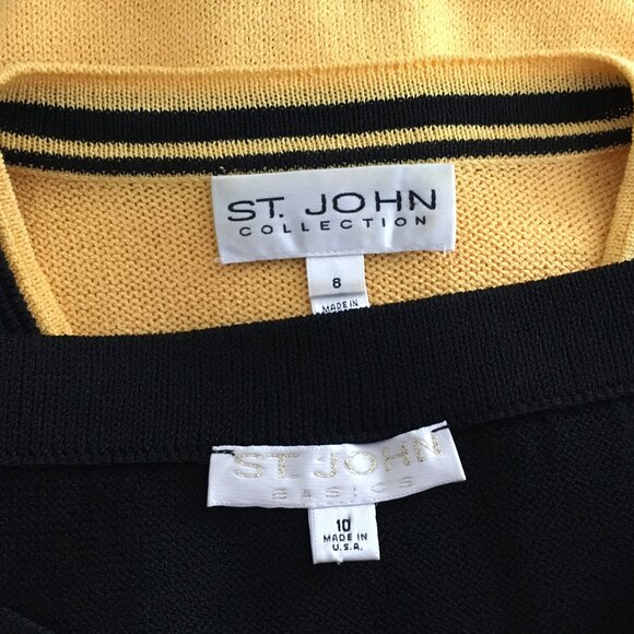 BEAUTIFUL St John collection knit yellow black jacket skirt suit size 8 10 - Picture 10 of 10